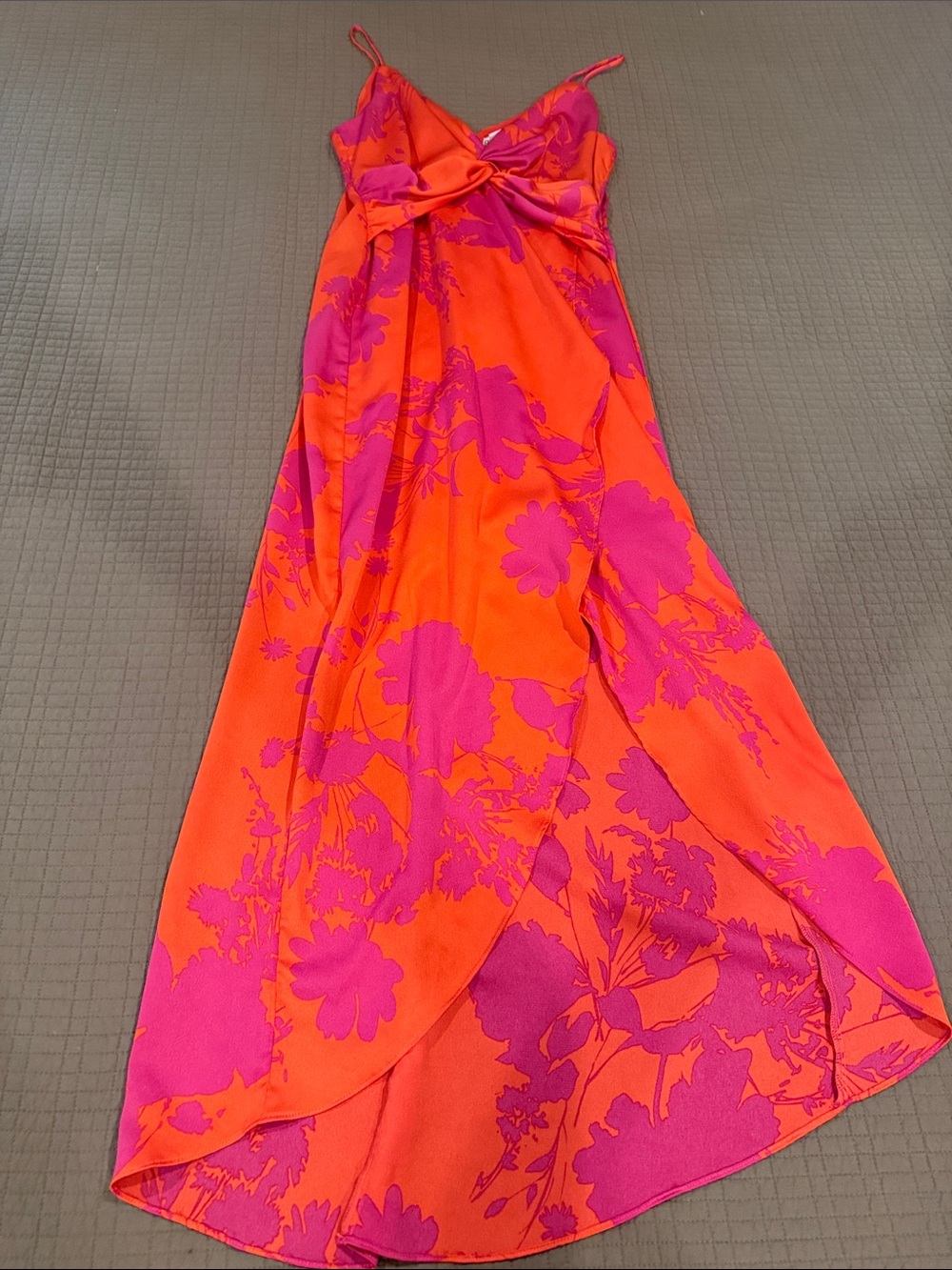 Bar III Orange and Pink High-Low Floral Dress